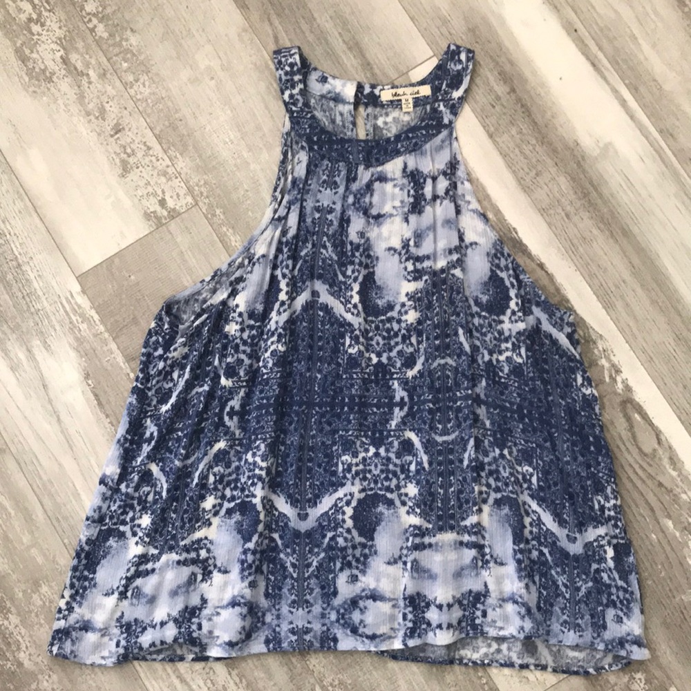 Medium blue and white tank top